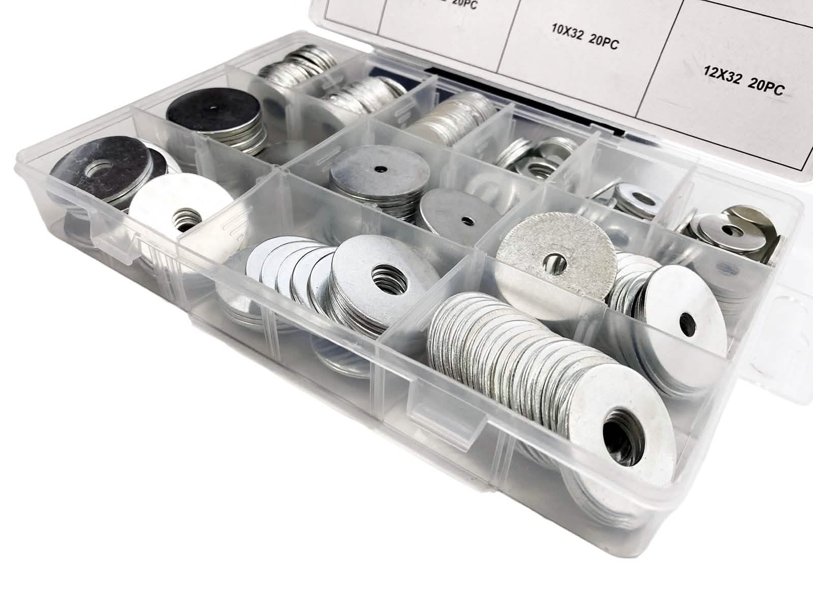 Penny Repair Mudguard Washers 240pc Carbon Steel for M2 M4 M6 M8 M10 M12 Bolts