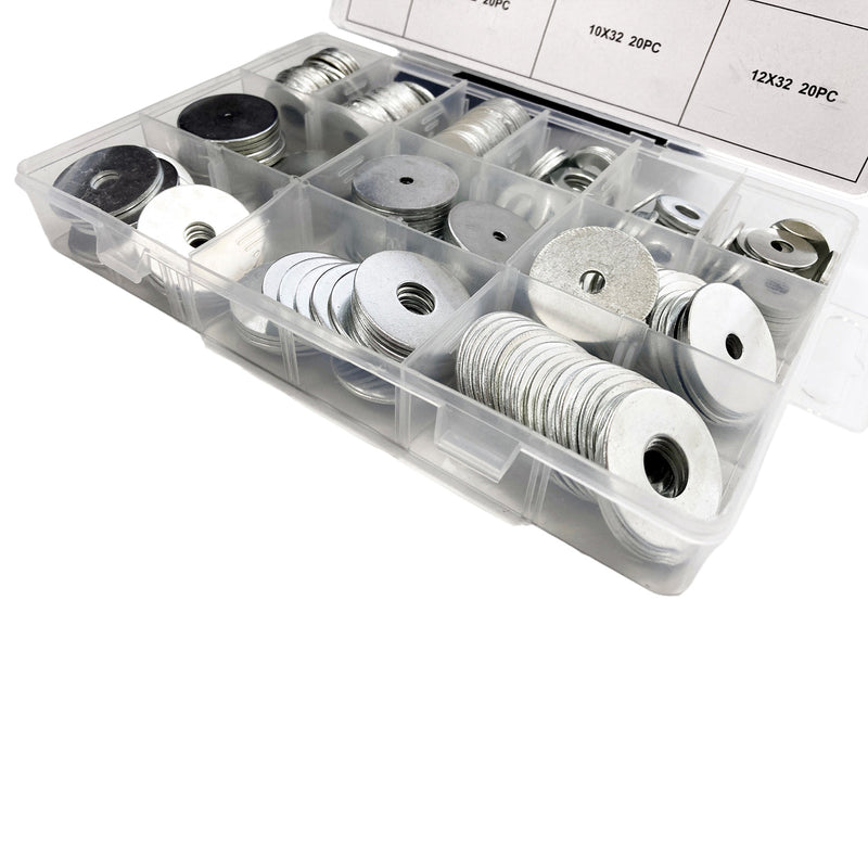240pc Carbon Steel Penny Repair Washers for M2 M4 M6 M8 M10 M12 Bolts