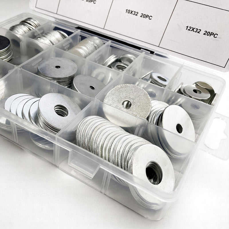 240pc Carbon Steel Penny Repair Washers for M2 M4 M6 M8 M10 M12 Bolts