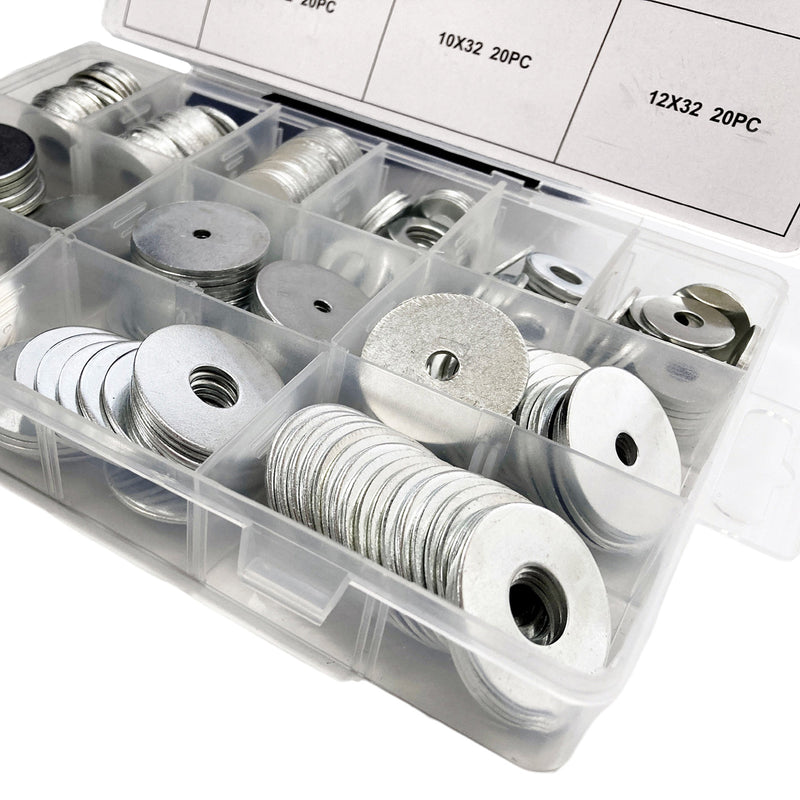 240pc Carbon Steel Penny Repair Washers for M2 M4 M6 M8 M10 M12 Bolts