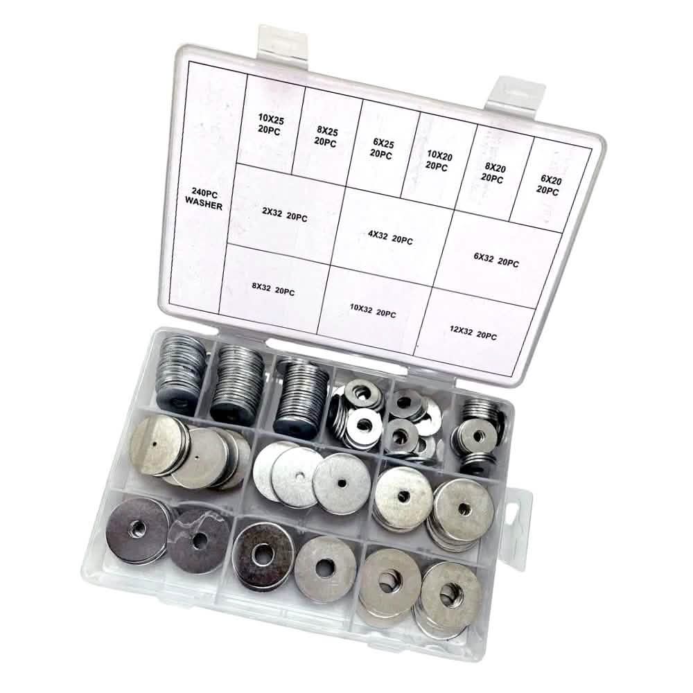 Penny Repair Mudguard Washers 240pc Carbon Steel for M2 M4 M6 M8 M10 M12 Bolts