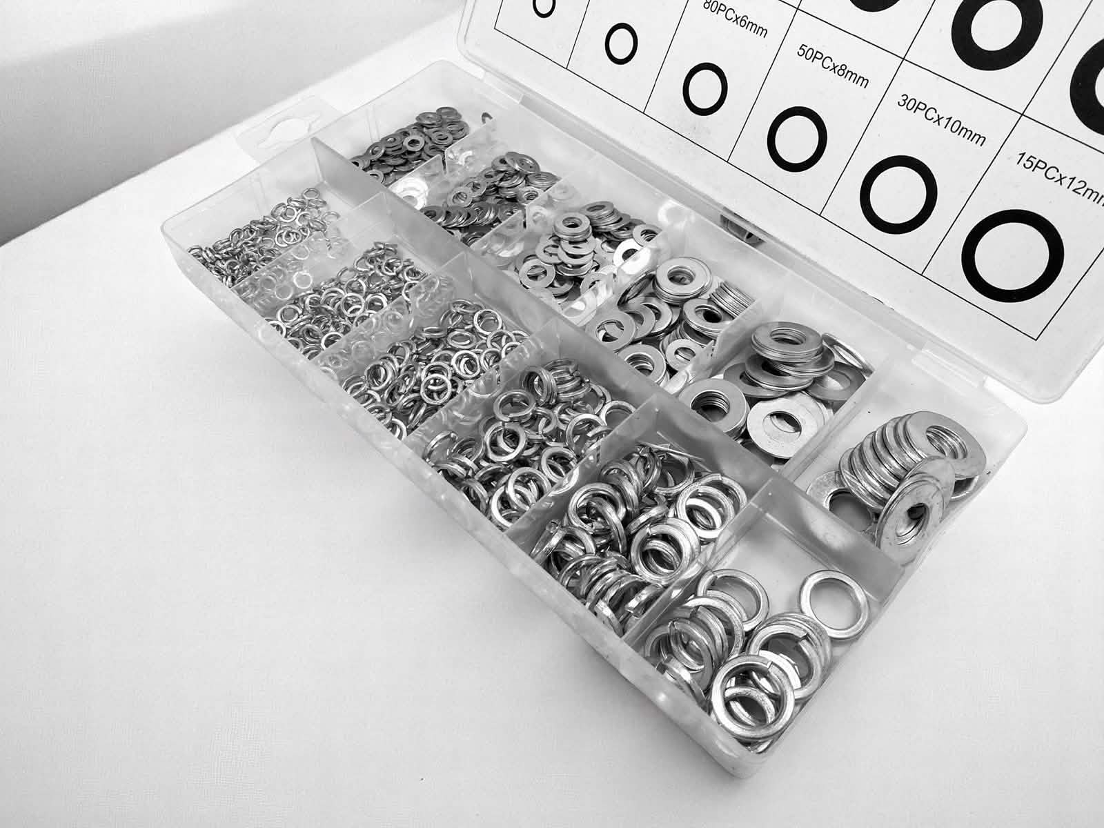790pc Flat & Spring Washers Assortment| Rust Resistant 201 Grade Stainless Steel with Storage Case