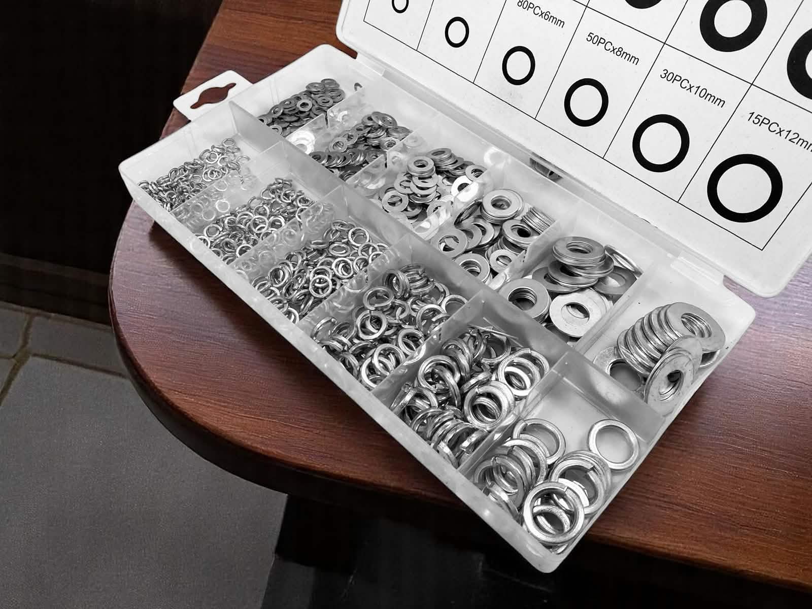 790pc Flat & Spring Washers Assortment| Rust Resistant 201 Grade Stainless Steel with Storage Case