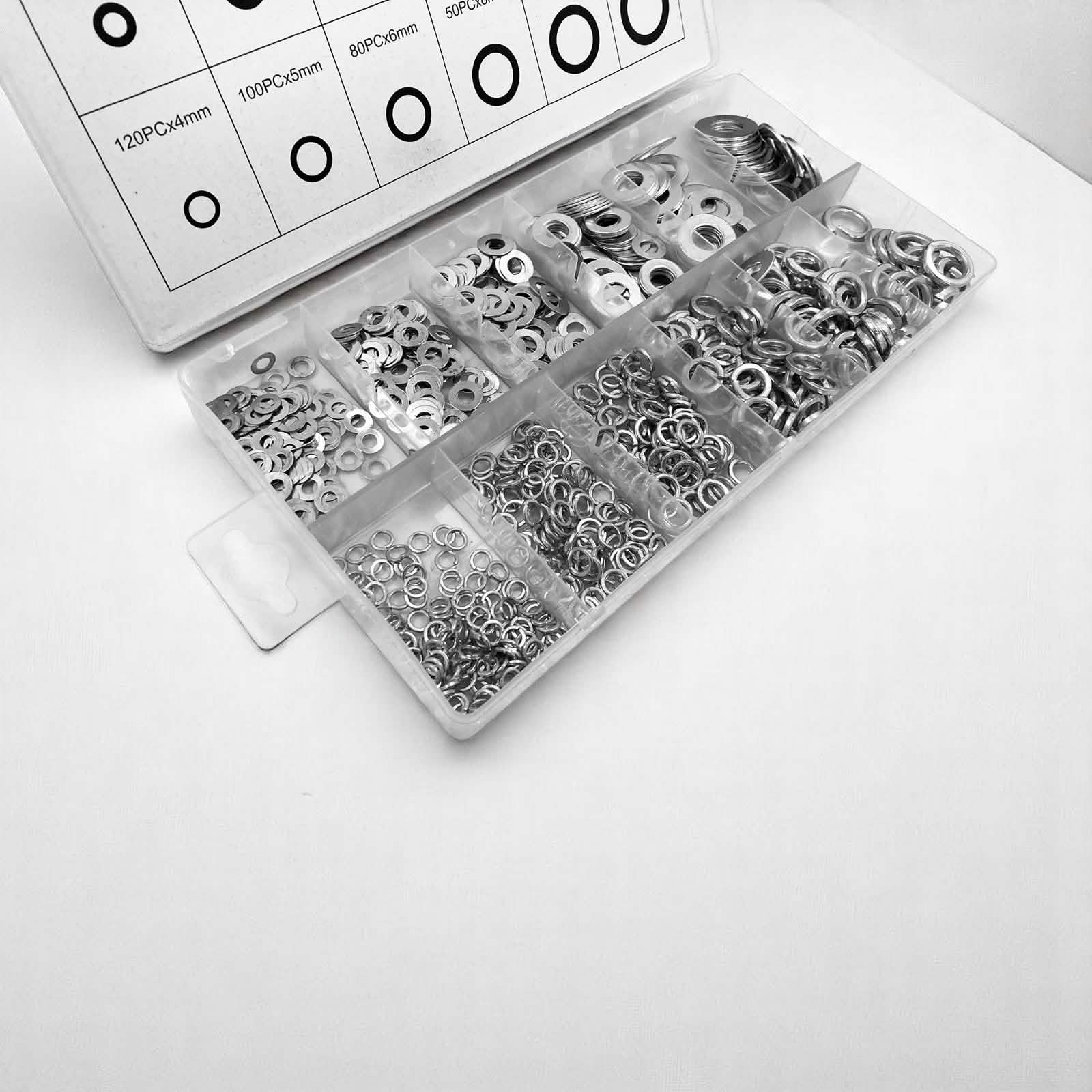 790pc Flat & Spring Washers Assortment| Rust Resistant 201 Grade Stainless Steel with Storage Case