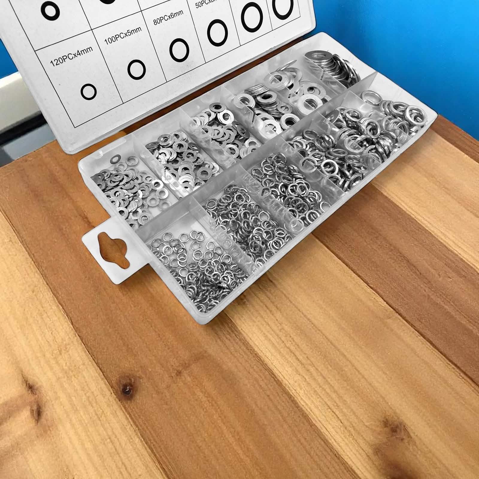 790pc Flat & Spring Washers Assortment| Rust Resistant 201 Grade Stainless Steel with Storage Case