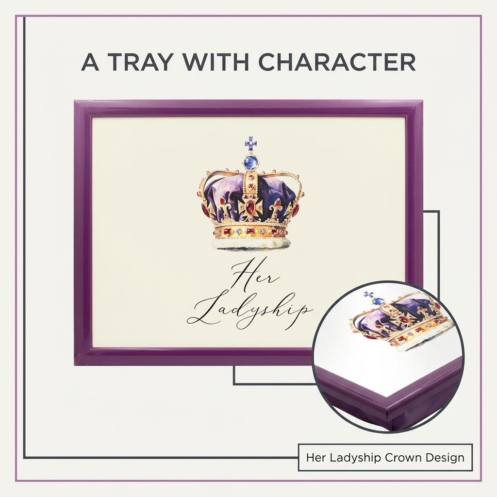 Her Ladyship crown artwork and purple frame detail