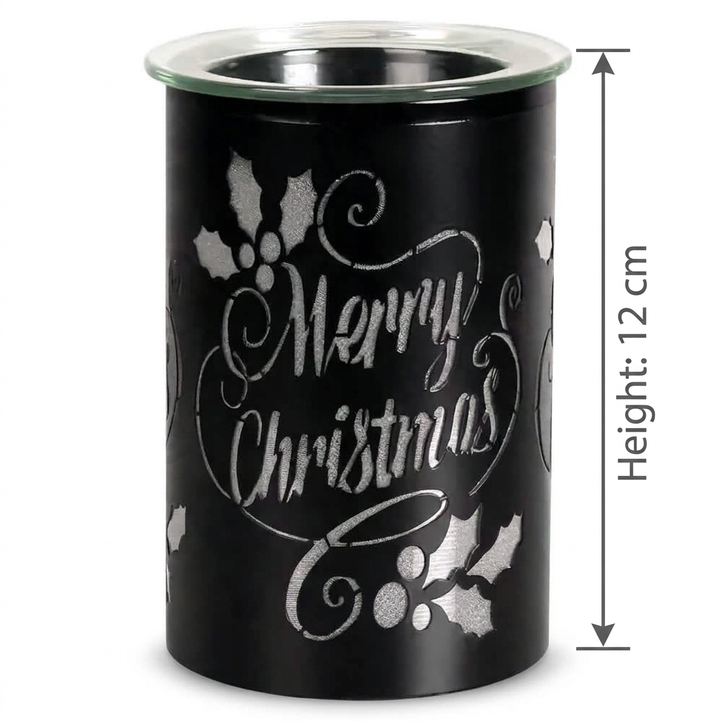 Merry Christmas electric wax warmer dimension graphic showing height of 12 cm