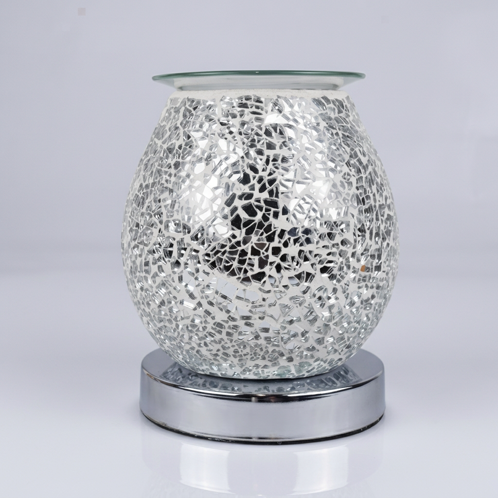 Silver crackle wax warmer mosaic detail