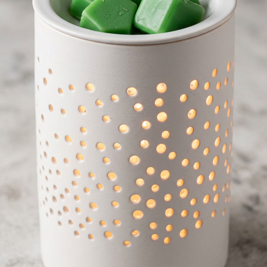 Electric Wax Melt & Oil Burner Aroma Warmer Lamp - White Dotted Ceramic