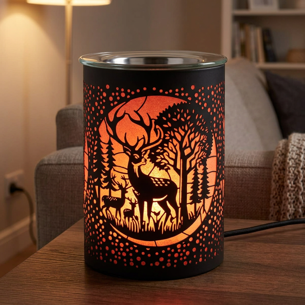 Deer Silhouette LED Wax Melt Warmer & Essential Oil Set - 6 x 10ml