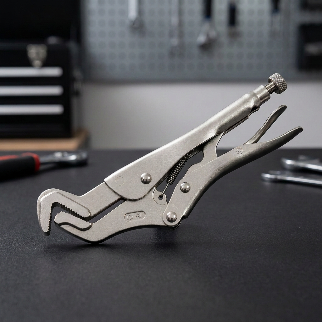 Wrench on workshop bench