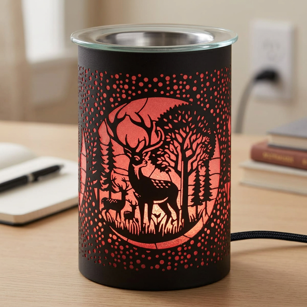 Deer Silhouette LED Wax Melt Warmer & Essential Oil Set - 6 x 10ml