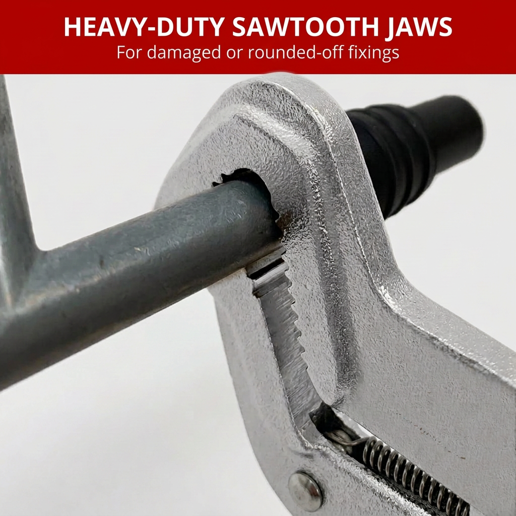 Heavy-duty sawtooth jaws with red header
