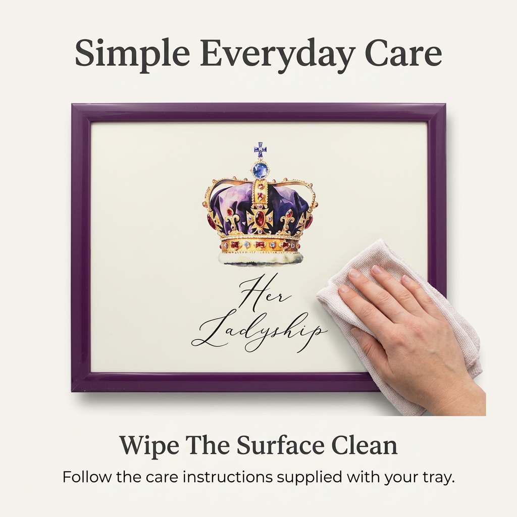 Her Ladyship lap tray wipe-clean surface care guide