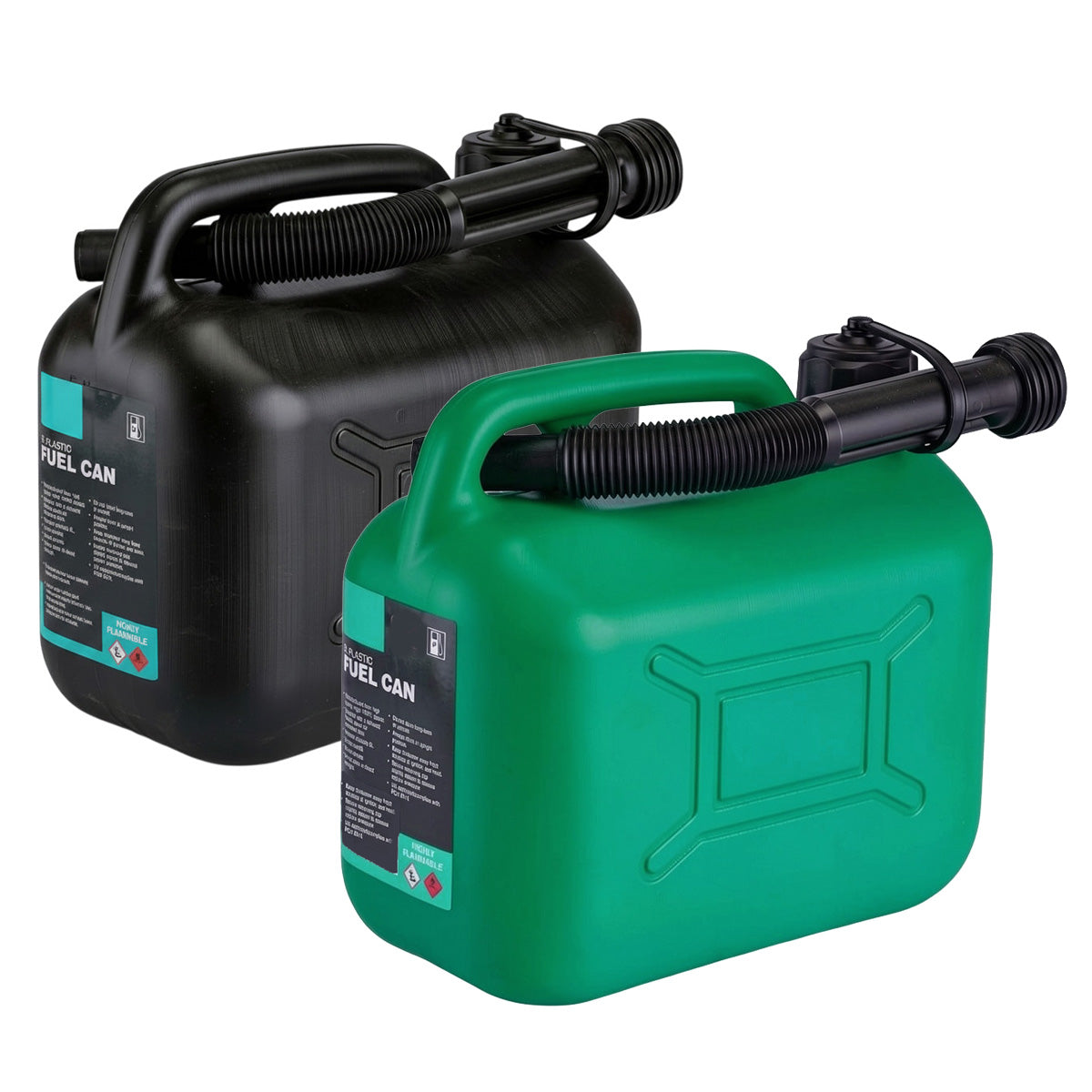 5L Plastic Fuel Storage Cans | Jerry Can with Flexible Spout | Ideal for Diesel or Unleaded Fuel