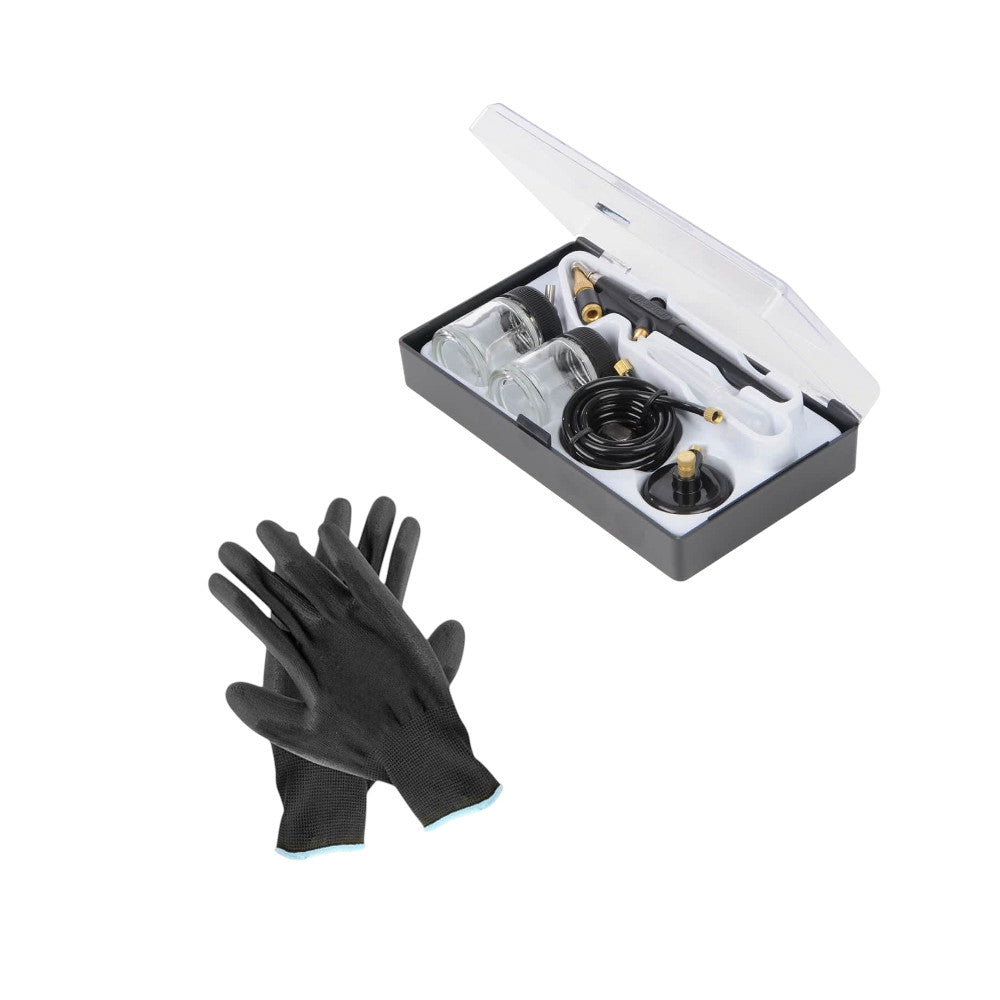 22ml Air Brush Spray Paint Set Precision Spraygun Painting Kit With Nitrile Work Gloves