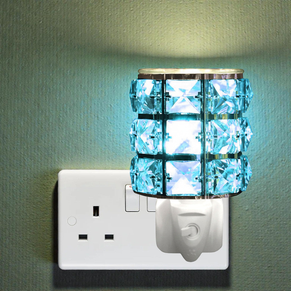 Blue Crystal Oil Burner and Wax Warmer plus 10pc Scented Melts | Electric Plug-in Aroma Fragrance Diffuser