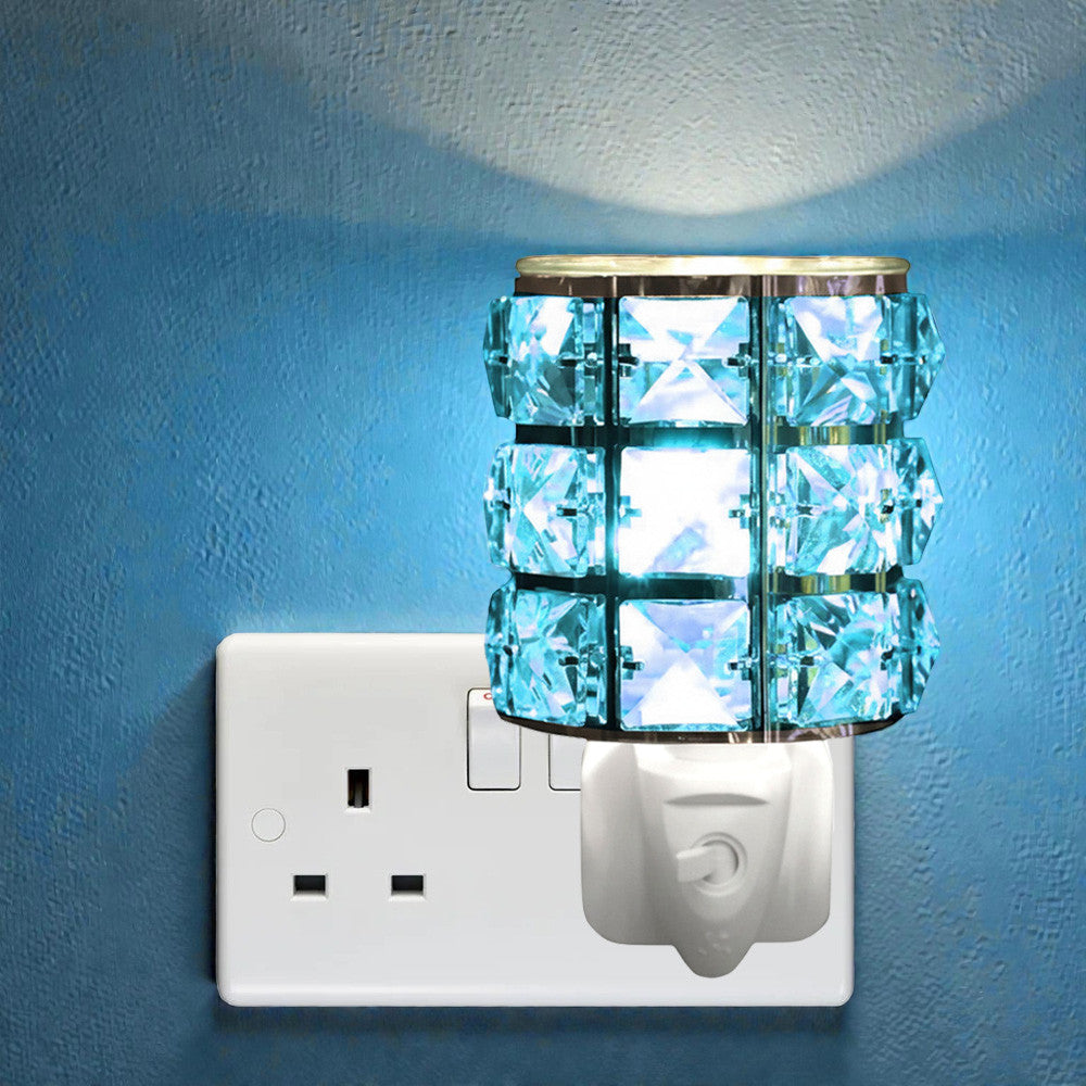 Blue Crystal Oil Burner and Wax Warmer plus 10pc Scented Melts | Electric Plug-in Aroma Fragrance Diffuser