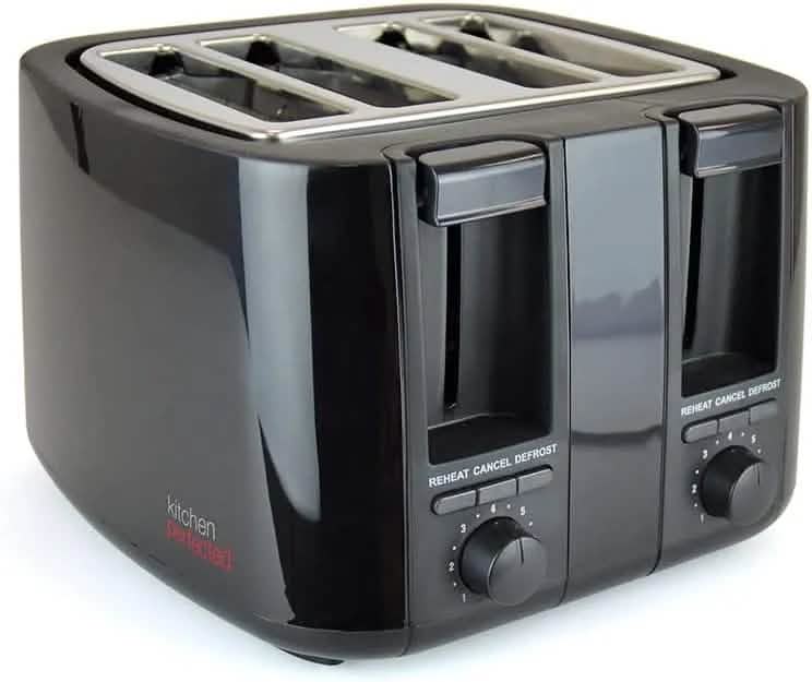Kitchen Perfected 4 Slice Toaster 4 Slice Toaster Wide Slot Browning Defrost Reheat High Lift - Colour Choice