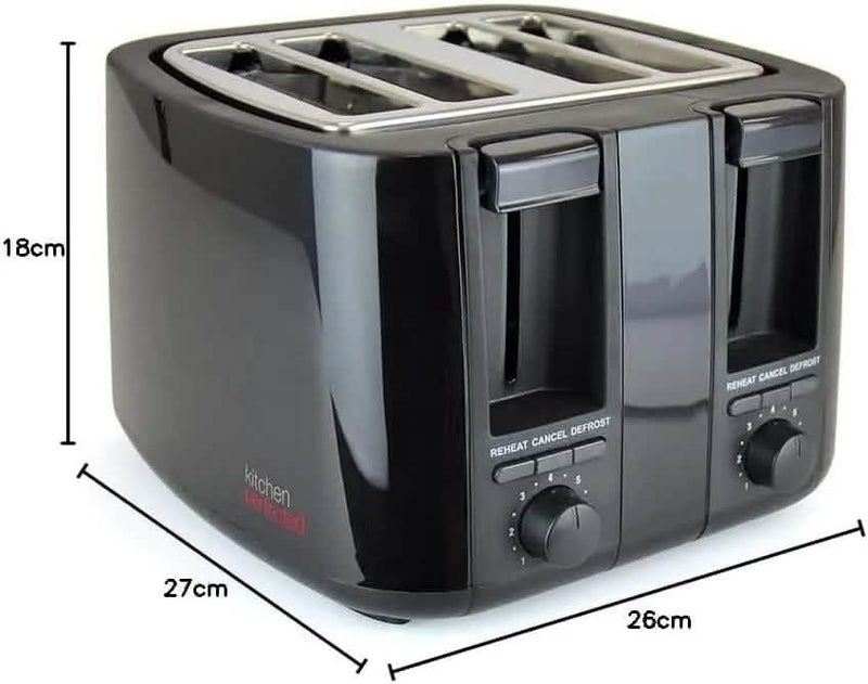 Kitchen Perfected 4 Slice Toaster 4 Slice Toaster Wide Slot Browning Defrost Reheat High Lift - Colour Choice