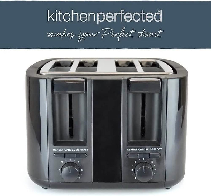 Kitchen Perfected 4 Slice Toaster 4 Slice Toaster Wide Slot Browning Defrost Reheat High Lift - Colour Choice