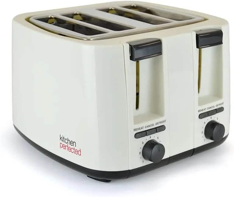 Kitchen Perfected 4 Slice Toaster 4 Slice Toaster Wide Slot Browning Defrost Reheat High Lift - Colour Choice