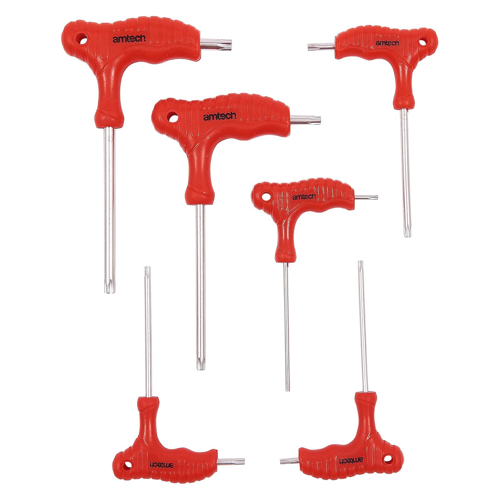 T-Handle Torx Key Wrenches T10-T40 6 Piece Set Dual Drive Torx Star Screwdrivers