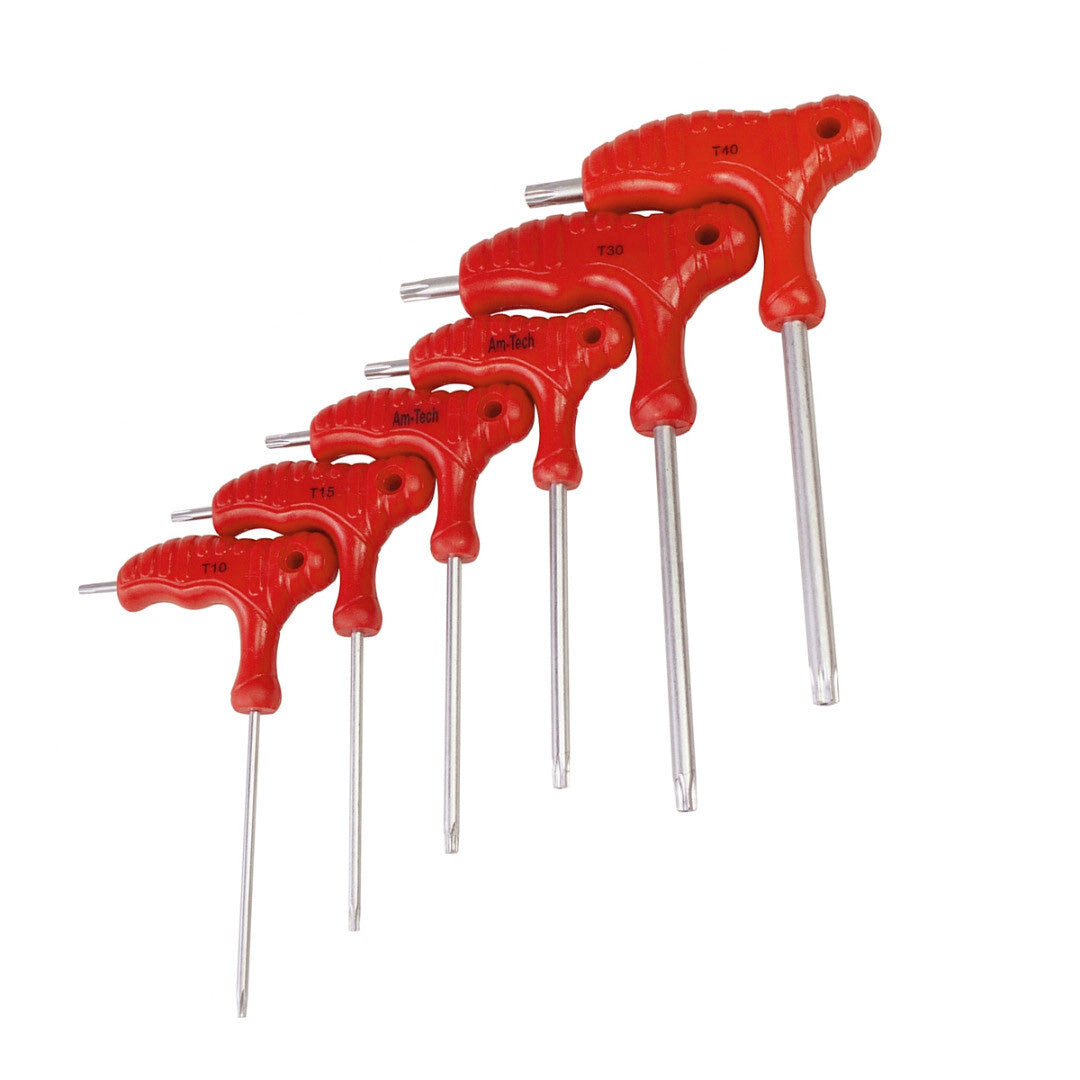 T-Handle Torx Key Wrenches T10-T40 6 Piece Set Dual Drive Torx Star Screwdrivers