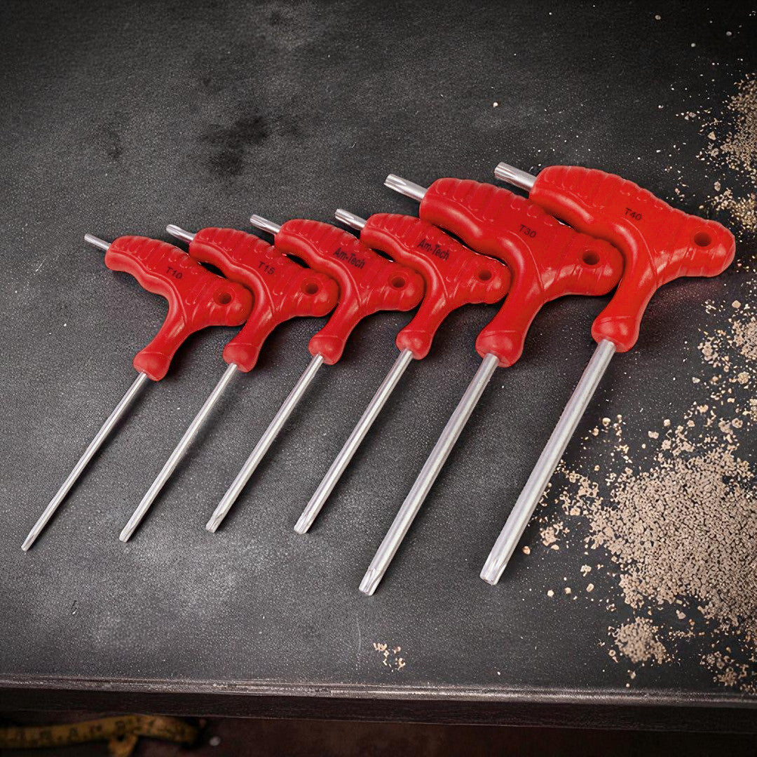 T-Handle Torx Key Wrenches T10-T40 6 Piece Set Dual Drive Torx Star Screwdrivers
