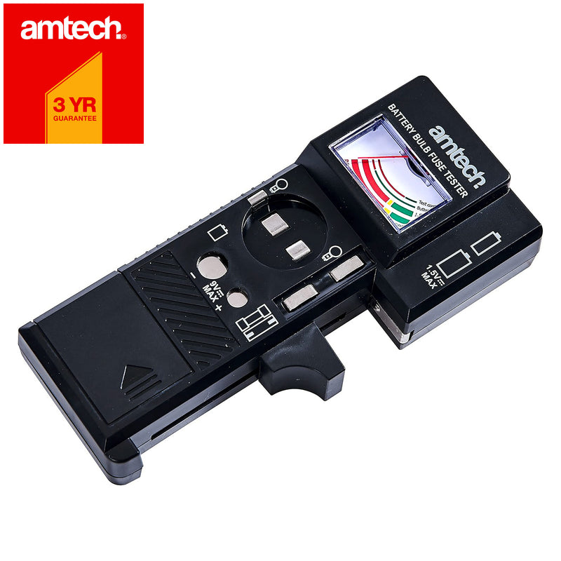 Amtech Battery Bulb and Fuse Tester | 3-in-1 Multi Function Analogue Voltage Checker