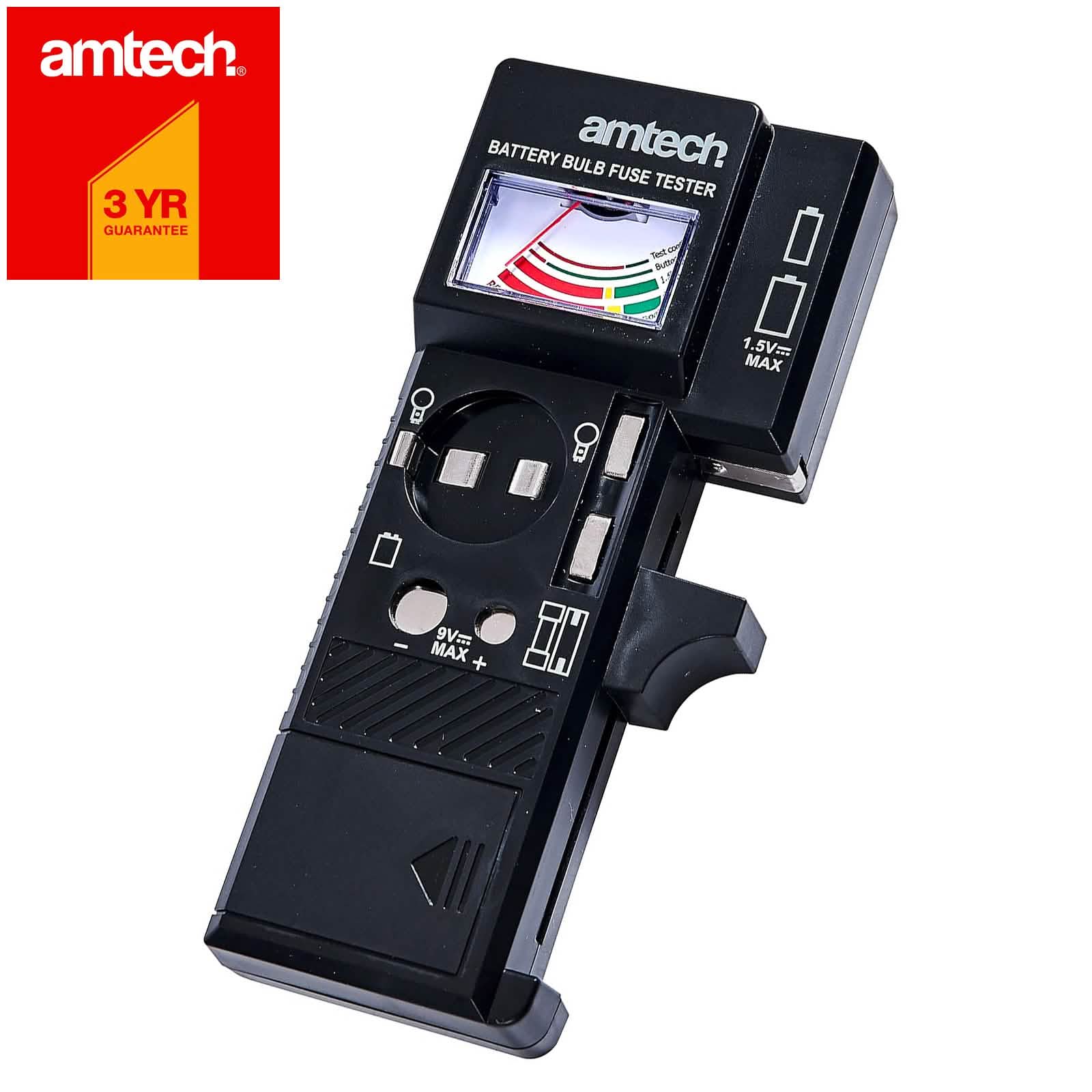 Amtech Battery Bulb and Fuse Tester | 3-in-1 Multi Function Analogue Voltage Checker