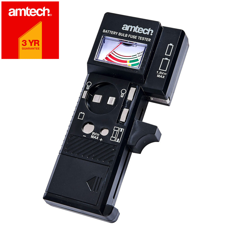 Amtech Battery Bulb and Fuse Tester | 3-in-1 Multi Function Analogue Voltage Checker
