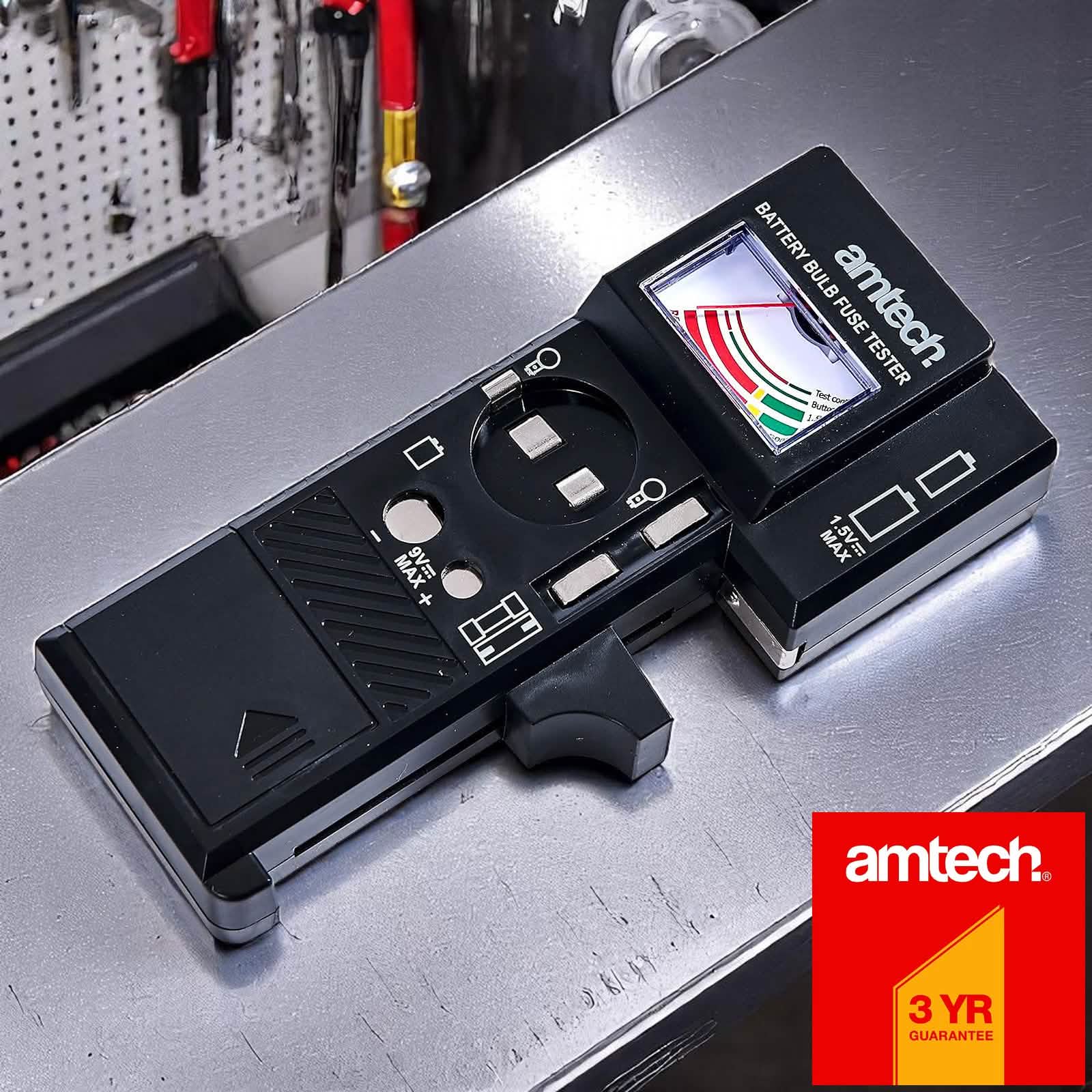Amtech Battery Bulb and Fuse Tester | 3-in-1 Multi Function Analogue Voltage Checker