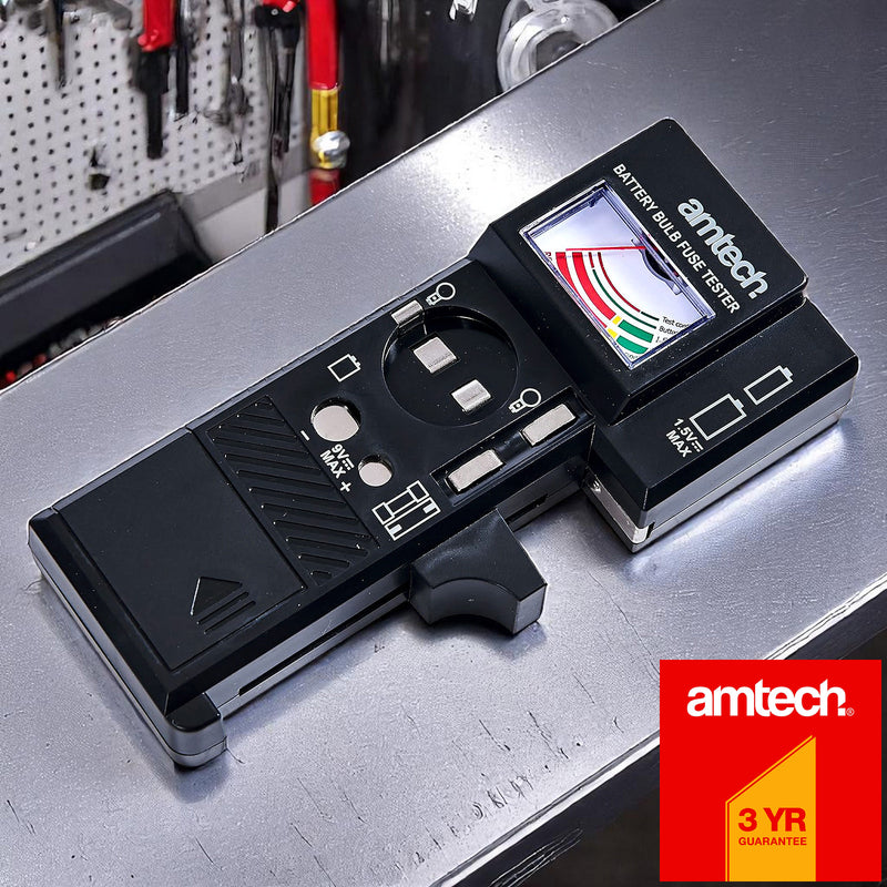 Amtech Battery Bulb and Fuse Tester | 3-in-1 Multi Function Analogue Voltage Checker