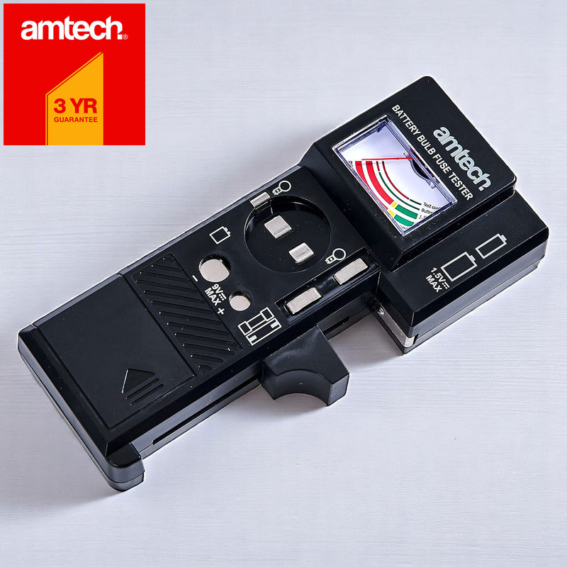Amtech Battery Bulb and Fuse Tester | 3-in-1 Multi Function Analogue Voltage Checker