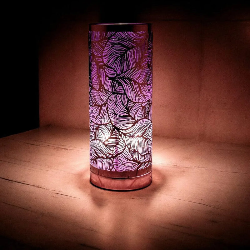 Lesser & Pavey Aroma Touch Lamp Aroma Lamp | Rose gold & Purple Leaf design | Cylindrical
