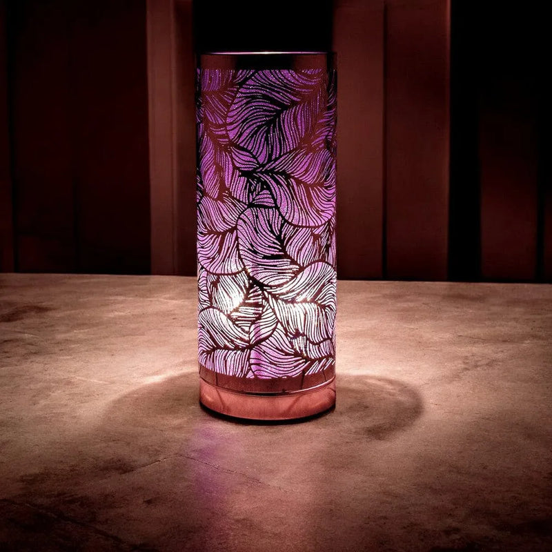 Lesser & Pavey Aroma Touch Lamp Aroma Lamp | Rose gold & Purple Leaf design | Cylindrical