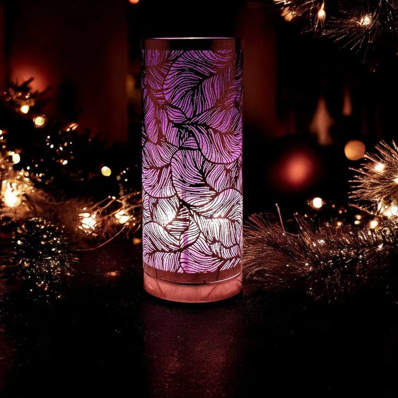 Lesser & Pavey Aroma Touch Lamp Aroma Lamp | Rose gold & Purple Leaf design | Cylindrical
