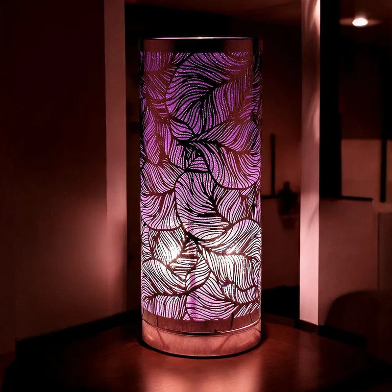 Lesser & Pavey Aroma Touch Lamp Aroma Lamp | Rose gold & Purple Leaf design | Cylindrical