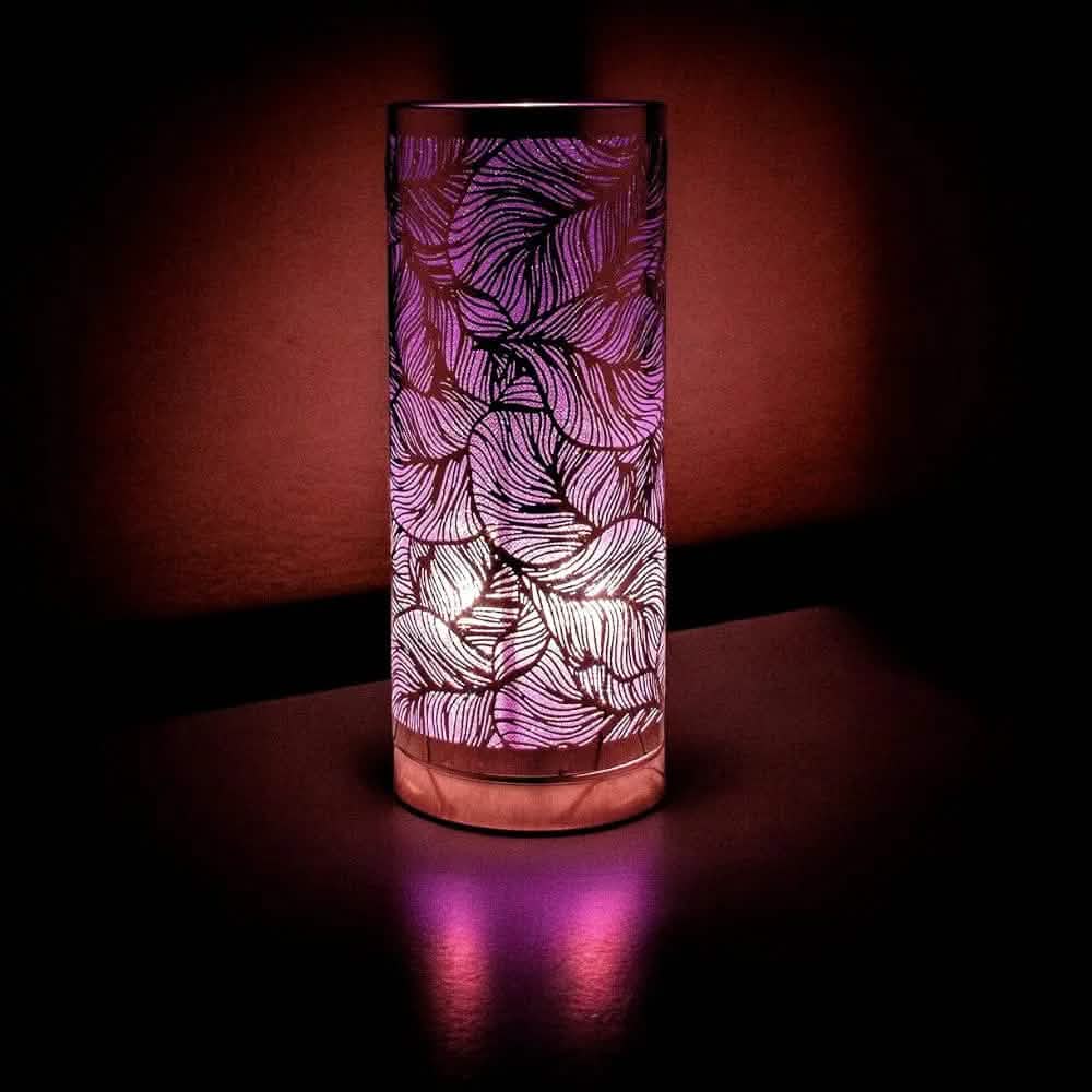 Lesser & Pavey Aroma Touch Lamp Aroma Lamp | Rose gold & Purple Leaf design | Cylindrical