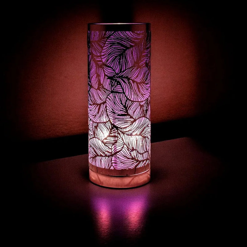 Lesser & Pavey Aroma Touch Lamp Aroma Lamp | Rose gold & Purple Leaf design | Cylindrical
