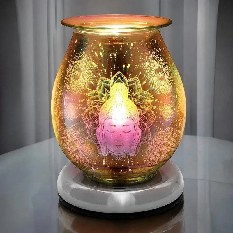 Lesser & Pavey Aroma Touch Lamp Electric Oil Burner and Wax Tart Melter Aroma Lamp | Glass Touch Control Light | 3D Buddha Design