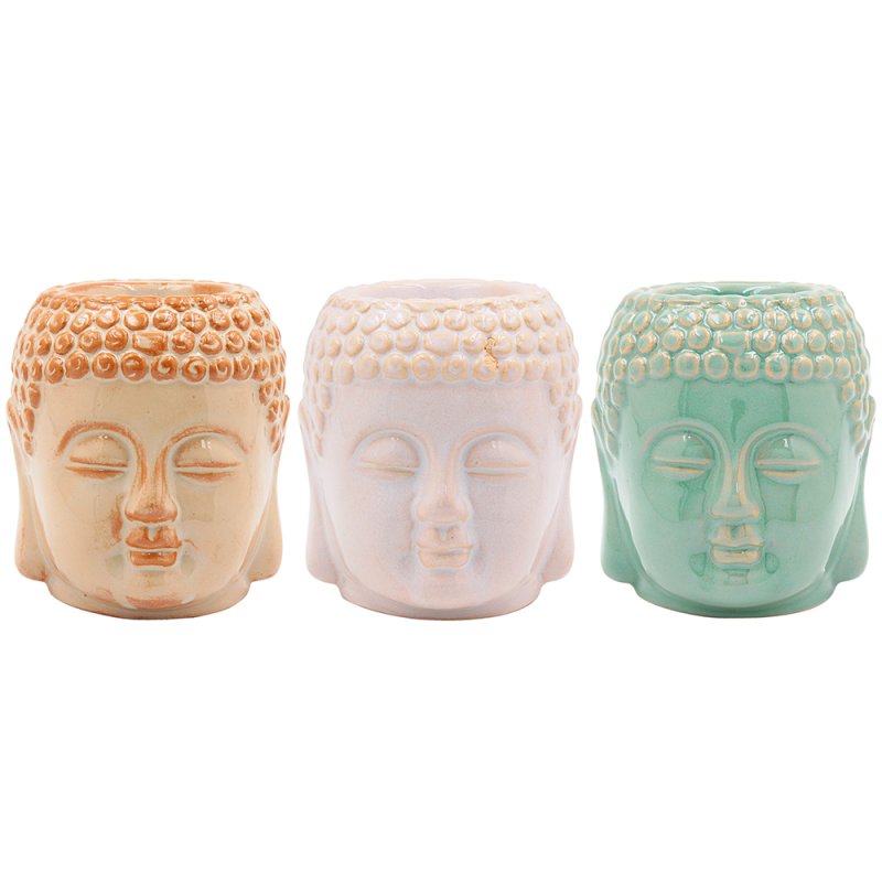 Buddha Head Tealight Wax Melt Burner Oil Warmer Home Fragrance Colour Choice
