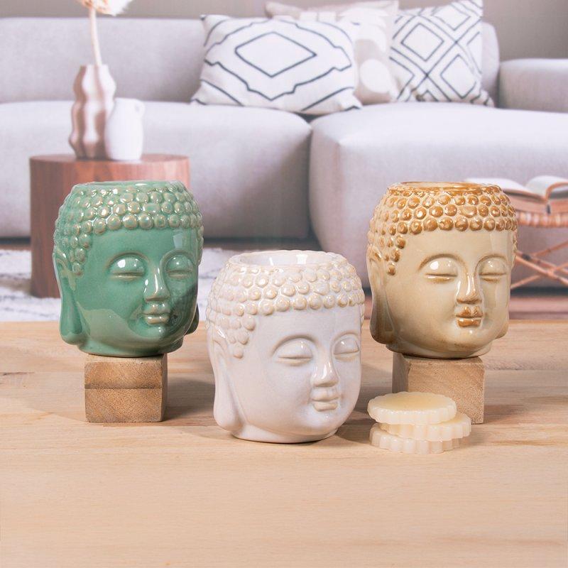 Buddha Head Tealight Wax Melt Burner Oil Warmer Home Fragrance Colour Choice