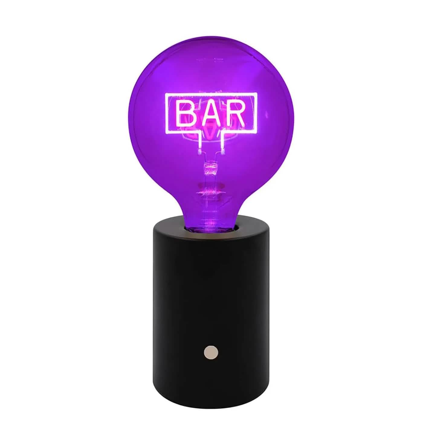 Lesser & Pavey Cordless Rechargeable Table Lamp Cordless USB Rechargeable Table Lamp with LED Bulb and Neon Text