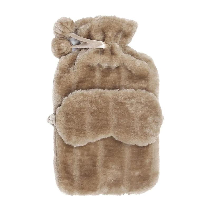 Lesser & Pavey Hot Water Bottle with Cover Hot Water Bottle with Soft Fleece Cover & Sleep Eye Mask Gift Set | Choice of Colour