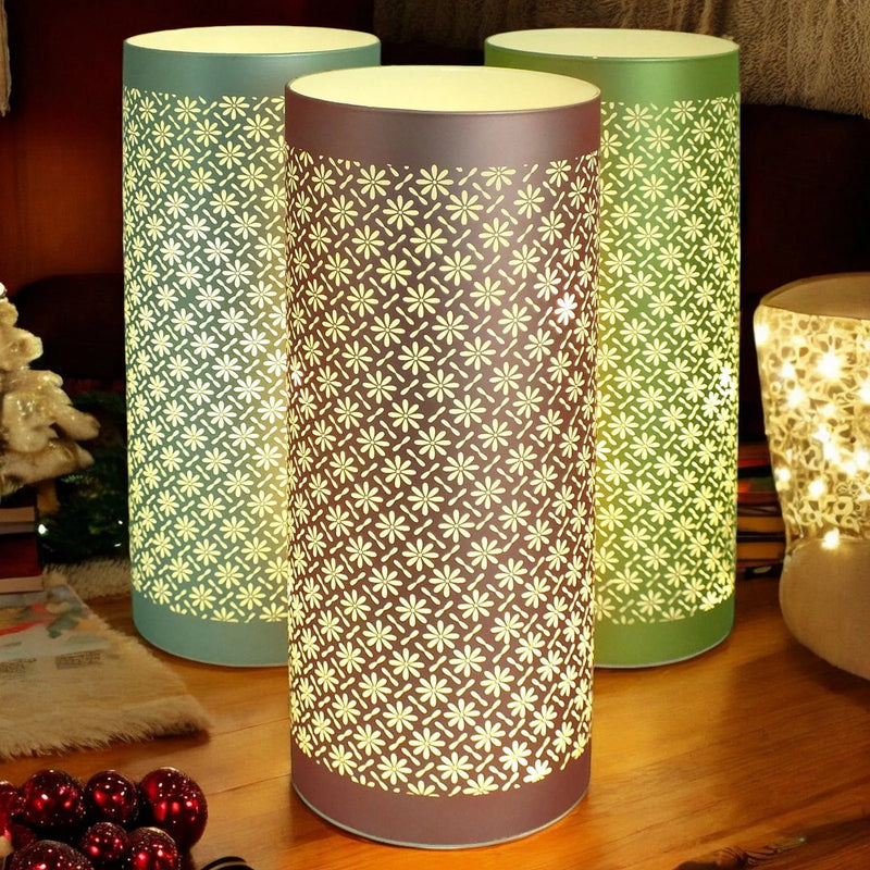 Lesser & Pavey LED Table Lamp Large LED Table Lamps Cordless Battery Powered Glass Lights | Illuminated Flowers Design in Blue, Green or Pink