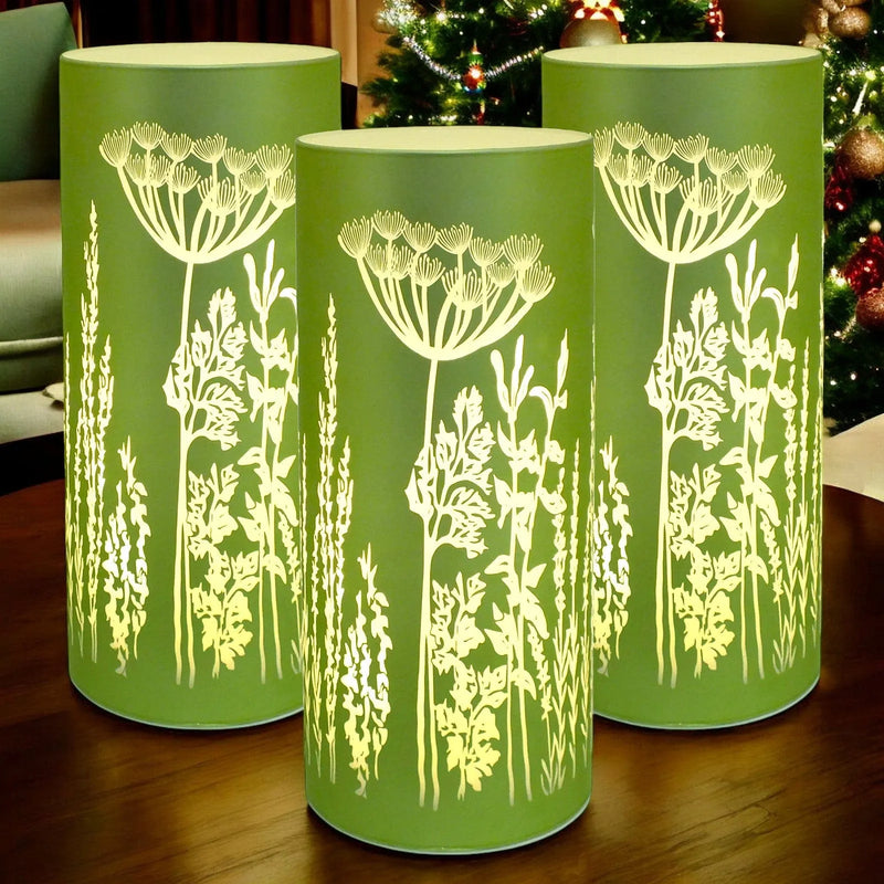 Lesser & Pavey LED Table Lamp LED Glass Table Lamps Battery Operated Cordless Lights | Illuminated Flower Design in Blue, Green or Pink