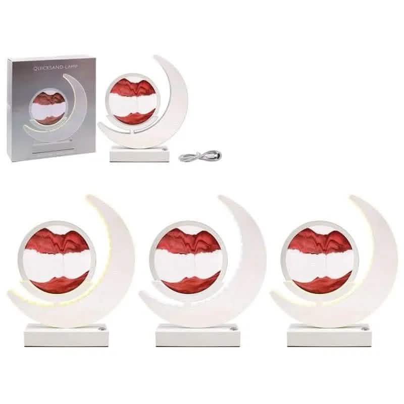 Lesser & Pavey Quicksand Lamp Quicksand LED Moon Lamp Table Light Mirrored 3D Motion Moving Sand Art Picture