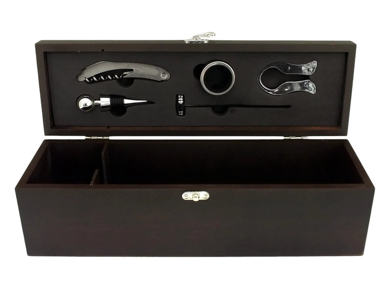 Lesser & Pavey Wine Gift Set Wooden Wine Bottle Presentation Case & Accessories Connoisseur's Gift Set
